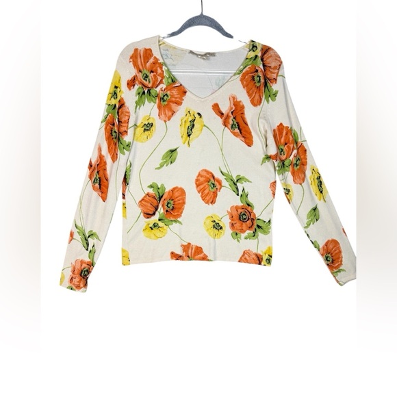 Belford silk blend poppy sweater size medium preowned - Picture 3 of 8